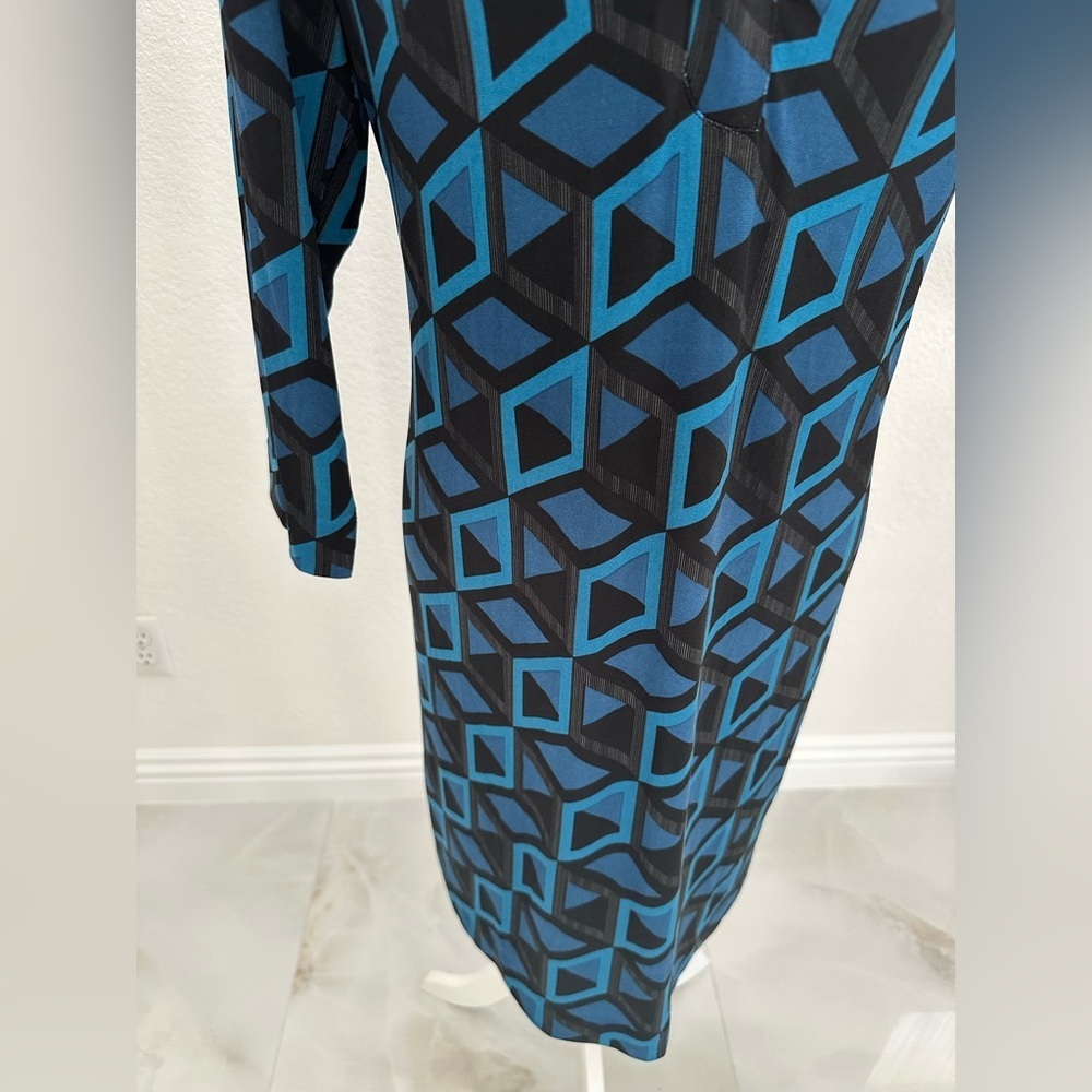 NWT Banana Republic Blue and Black Geometric Dress - Picture 6 of 6